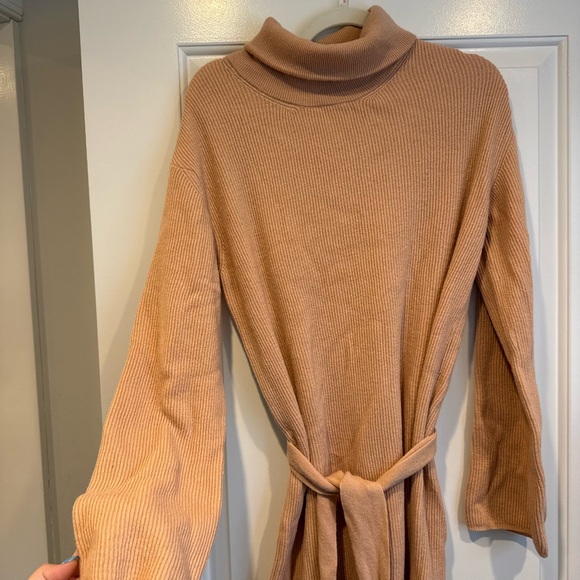 Nanushka Camel Long Sleeve Knit Dress - Picture 2 of 4